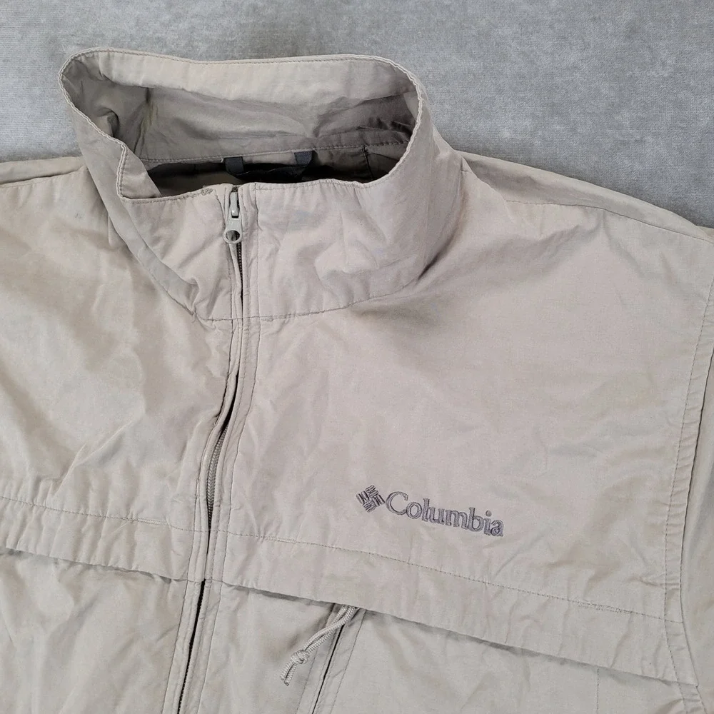 Columbia Full Zip Jacket Mens Large Tan Chore Barn Lightweight Windbreaker